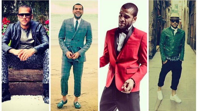 Reprodução Instagram O brasileiro Daniel Alves é um dos mais irreverente, com alfaiataria colorida e óculos de todo tipo.