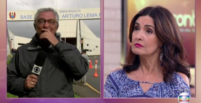 Reprodução/TV Globo Nas redes sociais, telespectadores acusaram Fátima Bernardes de explorar a tristeza do repórter, que voltou a chorar.