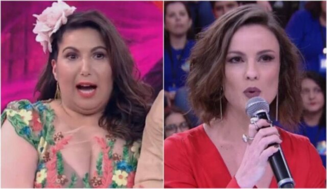 Reprodução de cenas do programa 'Domingão do Faustão' / TV Globo Mariana Xavier (esquerda) e Carolina Kasting (direita) protagonizaram quadro do Domingão do Faustão há duas semanas.