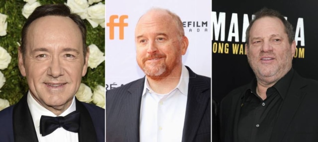 AP Photo/AFP Photo-Jeremy Chan/Andy Kropa-Invision Kevin Spacey, Louis C.K. e Harvey Weinstein são acusados de numerosos casos de abuso e assédio sexual