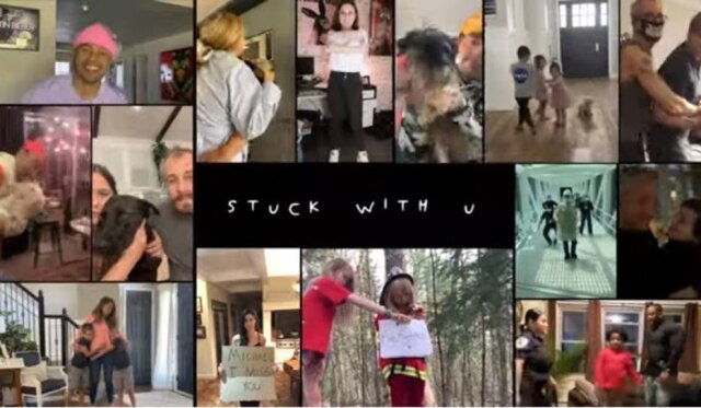 Captura de tela do clipe 'Stuck With U' / YouTube Cena do clipe 'Stuck With U', de Ariana Grande e Justin Bieber