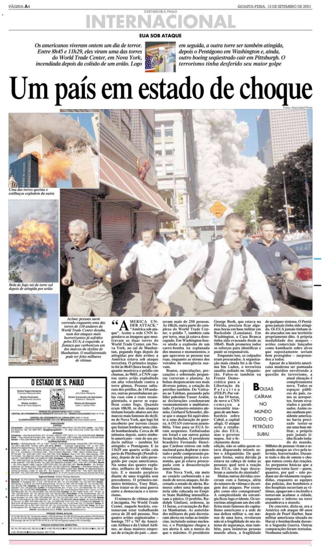 Acervo/Estadão > Estadão - 12/9/2001