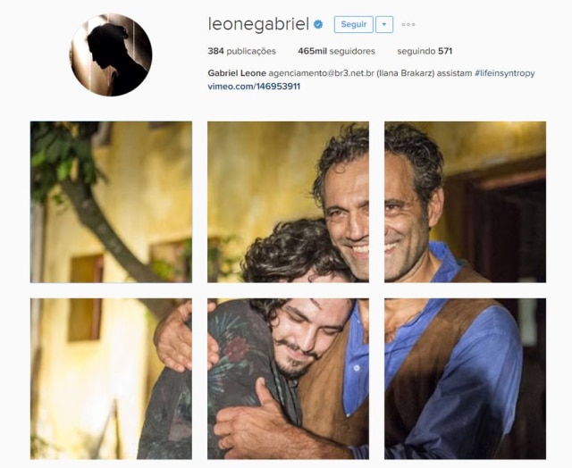 Reprodução/Instagram Montagem de Gabriel Leone mostra o ator em abraço com Domingos Montagner.