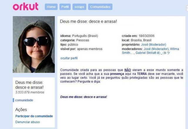 Reprodução da extinta página orkut.com.br Rede social parece ter voltado depois de ser extinta em 2014.