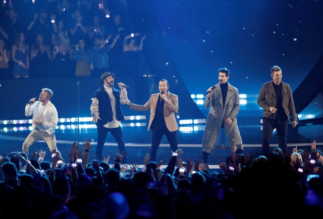 Mario Anzuoni/ Reuters Backstreet Boys em apresentação no Prêmio iHeartRadio Music em Los Angeles, em março de 2019