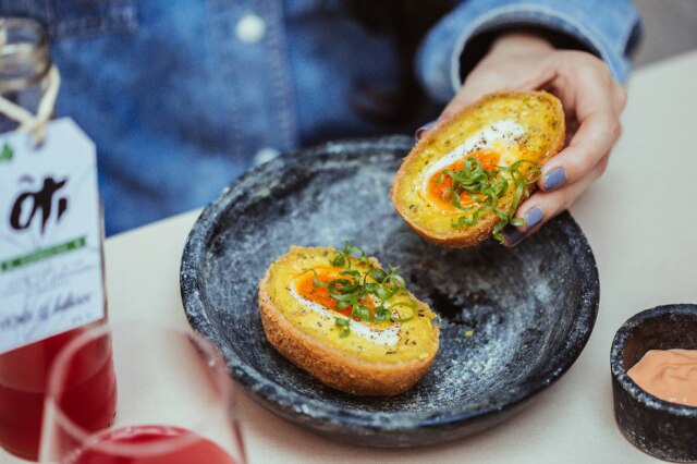 Agência Benvinda Bolovo vegetariano com massa de palmito, do Quincho.