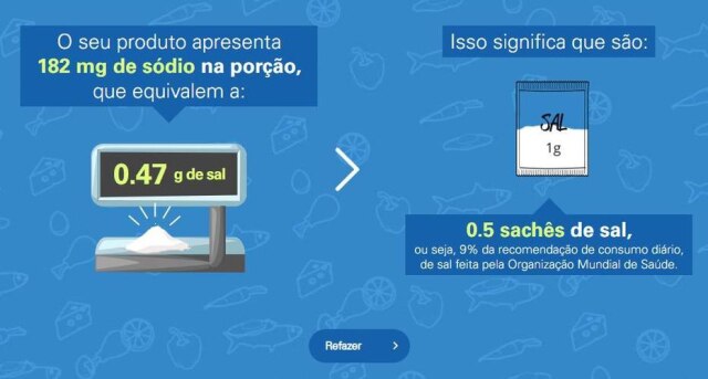 Reprodução/ Nestlé Calculadora confere a quantidade de sódio nos alimentos.