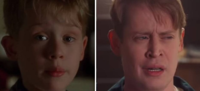 Reprodução de 'Esqueceram de Mim' (1990) | YouTube / @Google Macaulay Culkin em 'Esqueceram de Mim', quandro criança, e atualmente, em propaganda do Google.
