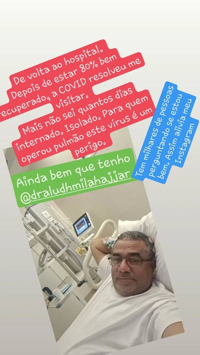 Instagram/@anitta Mauro Machado publicou nos seus Stories que contraiu covid-19 e avisou que está internado novamente.