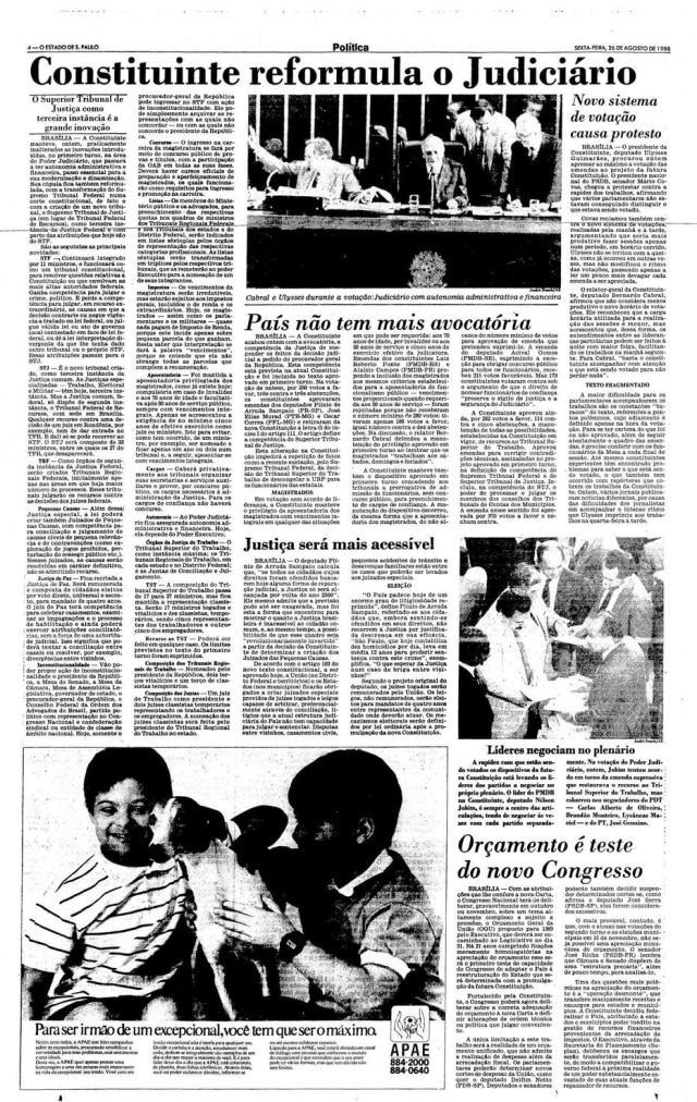 Acervo Estadão Jornal de 26 de agosto de 1988.