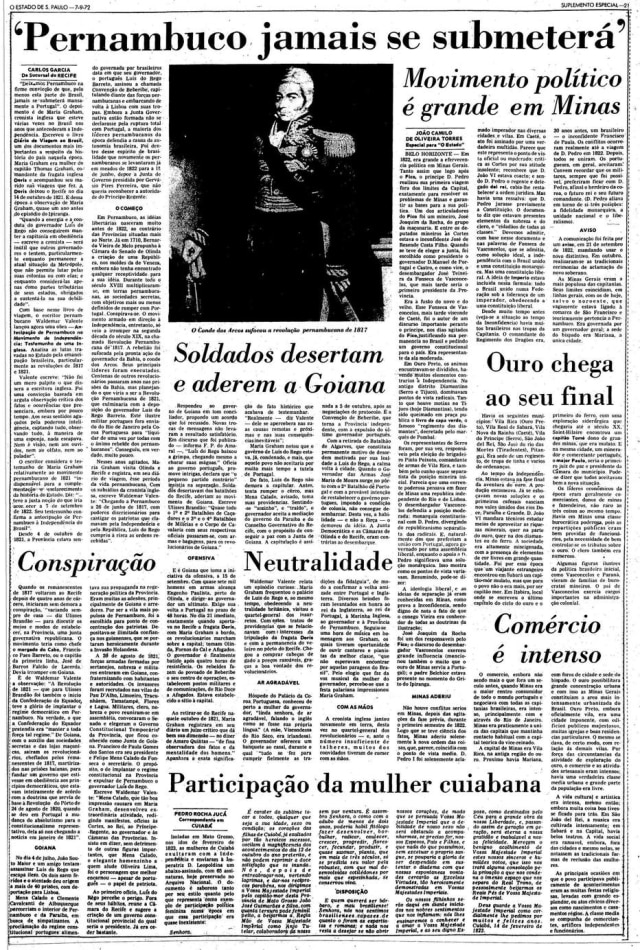Acervo Estadão "Pernambuco jamais se submeterá", Estadão 7/9/1972
