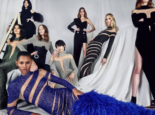 Divulgação/ Balmain A grife francesa irá criar 10 vestidos de noite, mas não possui data para iniciar as vendas