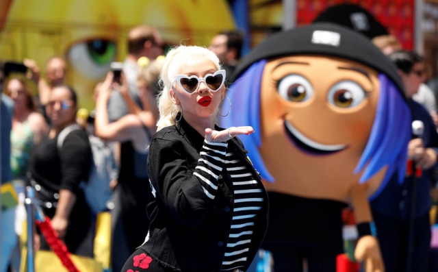 REUTERS/Mario Anzuoni A cantora Christina Aguilera durante premiere do filme 'Emoji O Filme' em Los Angeles.