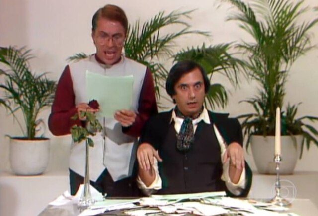 Reprodução de 'Planeta dos Homens' (1981) / Globo Agildo Ribeiro como Clô Clô, imitação de Clodovil.