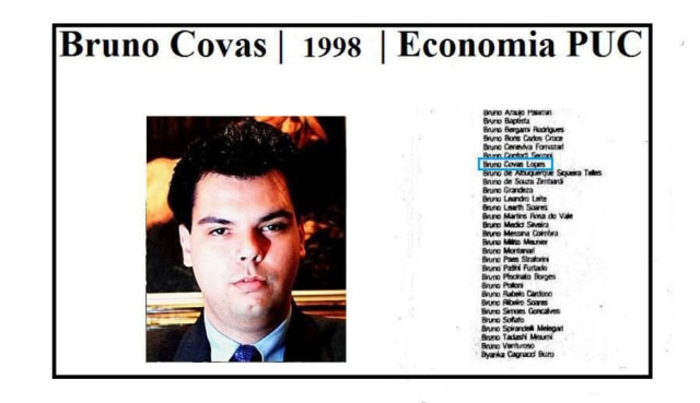 Acervo/Estadão O nome de Bruno Covas na lista de aprovados do Vestibular de 1998. Clique aqui para ver mais