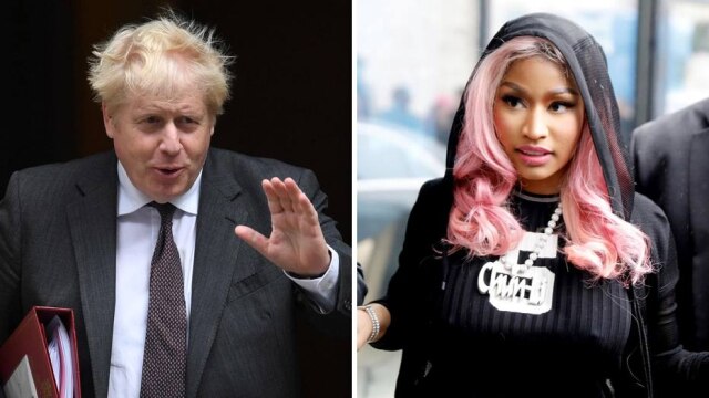 DANIEL LEAL-OLIVAS / AFP | NTB Scanpix/Ole Berg-Rusten/REUTERS O primeiro-ministro britânico Boris Johnson criticou posicionamento antivacina da rapper Nicki Minaj