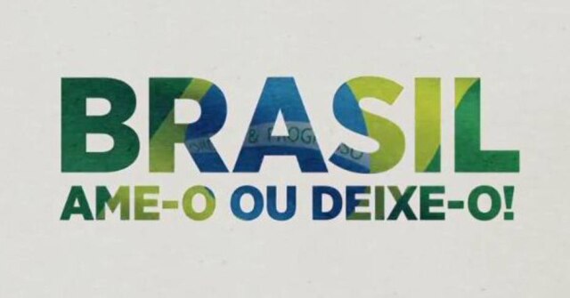 Reprodução/ SBT Slogan 'Brasil, ame-o ou deixe-o', utilizado durante ditadura militar, foi retirado do ar pelo SBT.