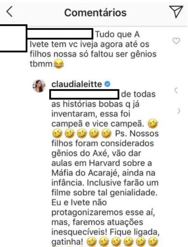 Instagram / @claudialeitte Internauta criticou e Claudia Leitte não deixou passar batido.