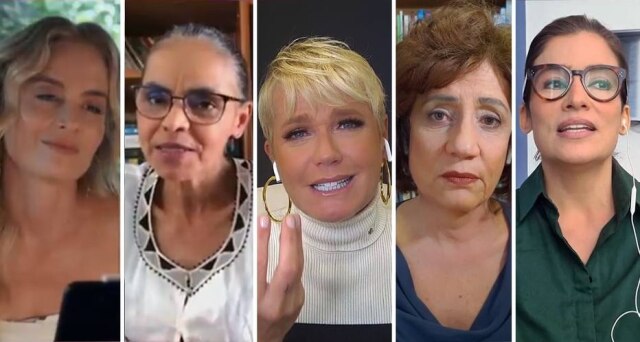 Reprodução de 'Cartas para Eva' (2021) / Globoplay Angélica, Marina Silva, Xuxa, Miriam Leitão e Renata Vasconcellos em cenas de 'Cartas para Eva'