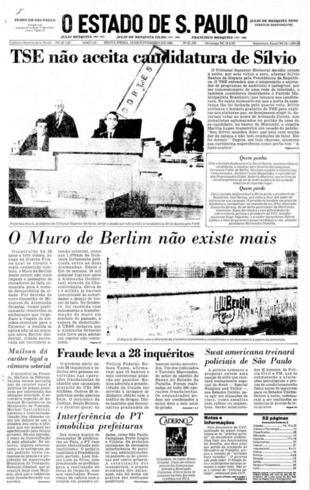 Acervo/Estadão O Estado de S.Paulo - 10/11/1989