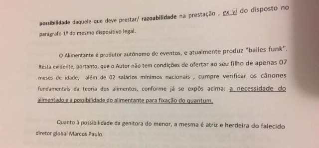 Antônia Fontenelle Trecho da intimação judicial enviada por Jonathan Costa