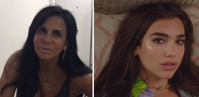 YouTube / Gretchen versões oficial Studio Grife | Reprodução de 'New Rules' (2017) / Warner Bros. Gretchen e Dua Lipa