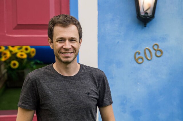 Paulo Belote/Globo Tiago Leifert em sua estreia como apresentador do 'Big Brother Brasil', em 2017.
