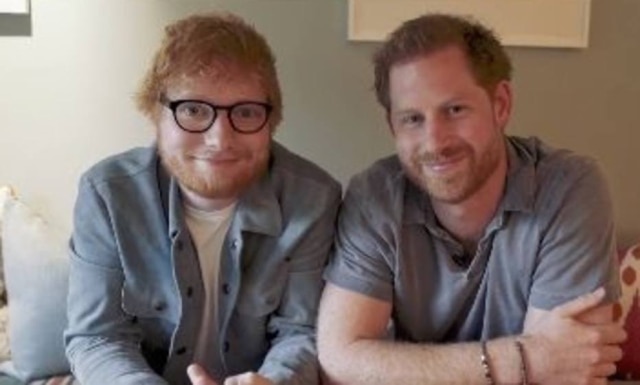 Instagram/@sussexroyal O cantor Ed Sheeran e o príncipe Harry.