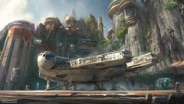 Disney Parks via The New York Times Ilustração de uma das áreas temáticas de 'Star Wars' nos parques da Disney.