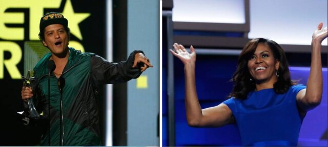 Mario Anzuoni / Reuters | Jim Young / Reuters Bruno Mars e Michelle Obama