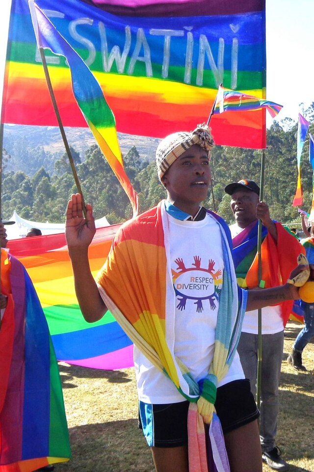 Parada do orgulho LGBT realizada na Suazilândia, país também conhecido como eSwatini, realizada em 30 de junho de 2018.