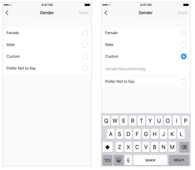 Instagram/Divulgação Instagram ampliou opções de gênero para ser mais inclusivo; pessoa pode customizar como se identifica.