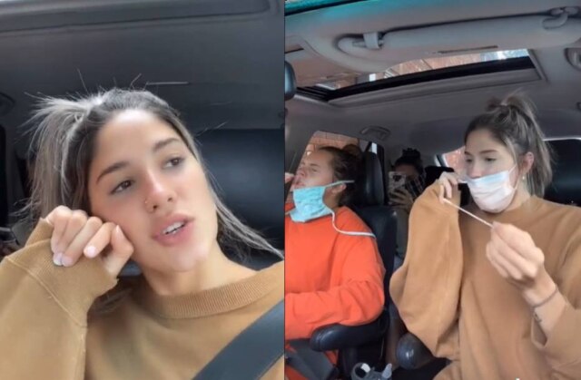 TikTok / @victoriabachlet A influenciadora Victoria Bachlet mostrou o momento em que fez o teste para o novo coronavírus
