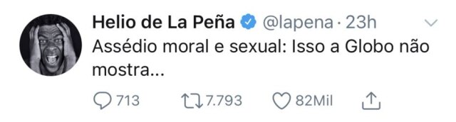 Twitter/@lapena Perfil oficial do humorista Hélio de la Peña, que ironizou o caso Marcius Melhem