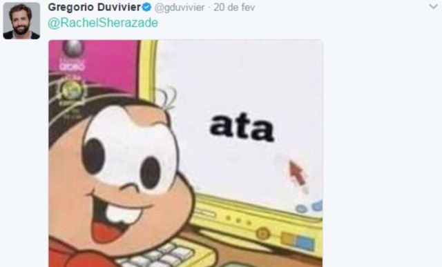 Reprodução/ Twitter @gduvivier Sheherazade e Duvivier discutiram no Twitter