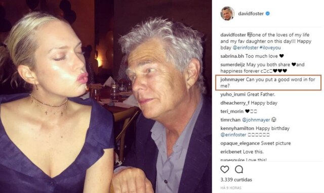 Instagram/@DavidFoster John Mayer comentou em foto de David Foster.