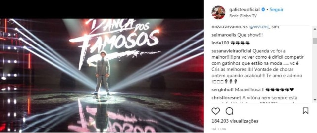 instagram.com/@galisteuoficial Susana Vieira elogiou o desempenho de Adriane Galisteu.