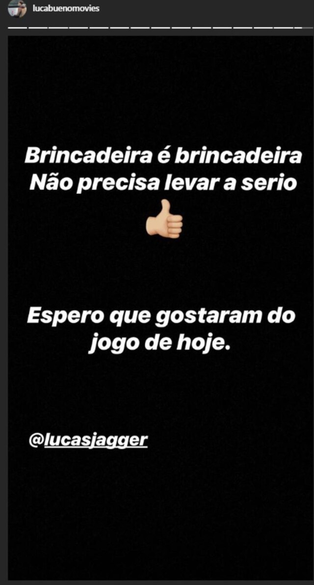 Instagram Story publicado por Lucas Bueno.