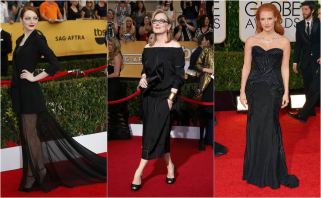 REUTERS/Mike Blake | REUTERS/Lucy Nicholson | John Shearer/Invision/AP Emma Stone, Meryl Streep e Jessica Chastain estariam entre as participantes do protesto