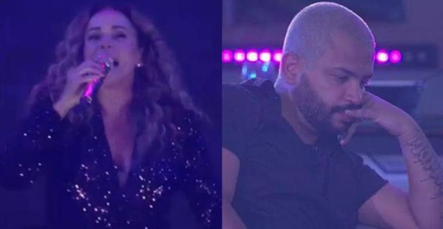 Reprodução / Globoplay Daniela Mercury faz show no 'BBB21' e o rapper Projota dá as costas