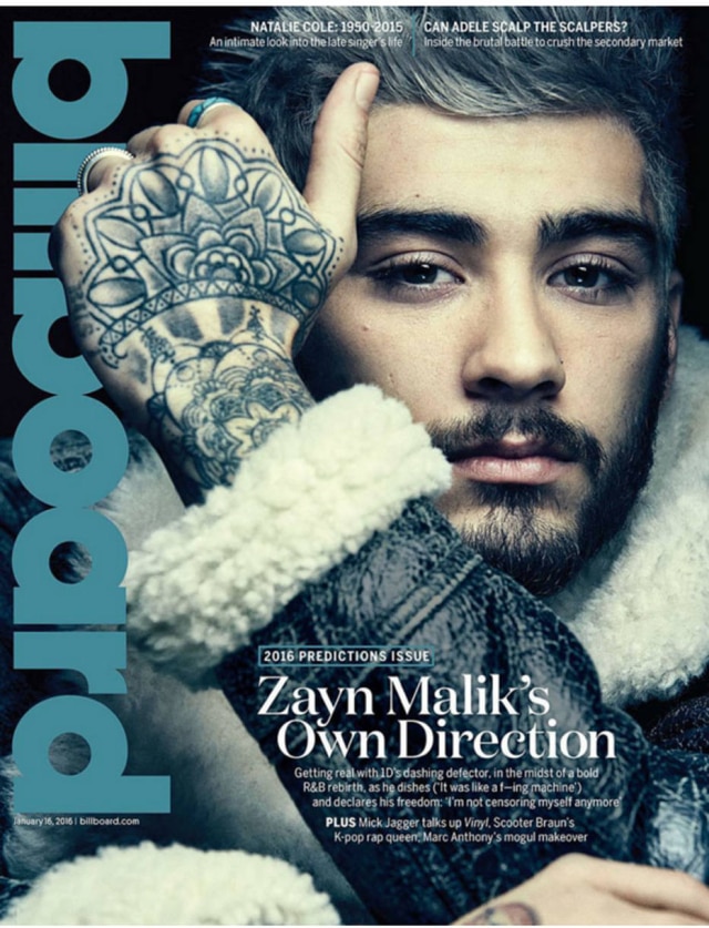 Reprodução O cantor americano Zayn Malik na capa da revista Billboard