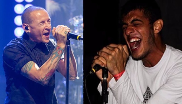 Paul A. Hebert / Invision / AP | Arquivo Pessoal / Jhonattan Reis Jhonattan é comparado a Chester por seus amigos. “É estranho. Quando eu vejo ele cantar, é como se seu soubesse que nota vem depois, qual vai ser a expressão dele”, revela. Tanta proximidade fez com que os amigos começassem a dizer que o cantor era o ‘pai’ dele.