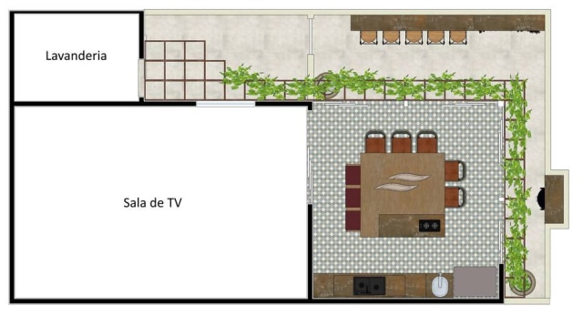Estúdio Marcelo Diniz A planta da cobertura