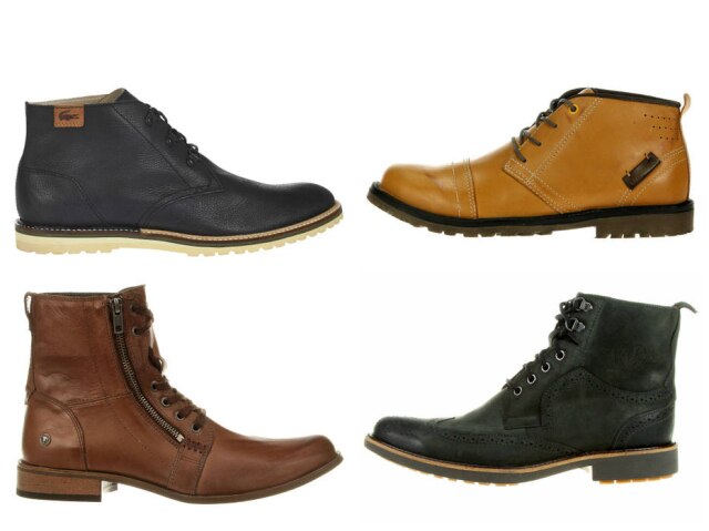 Divulgação As botas ajudam a compor o estilo lumbersexual, que não vai embora tão cedo: Lacoste, R$ 699; West Coast, R$ 199; Cavalera, R$ 344,90; Anatomic, R$ 209,90