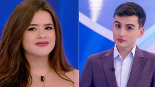 Reprodução de cena do 'Programa Silvio Santos'/SBT Maisa Silva e Dudu Camargo em gravação do 'Programa Silvio Santos'.