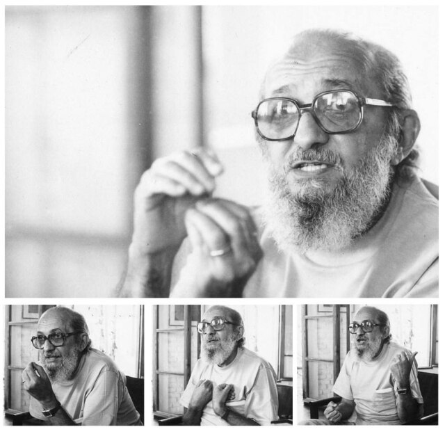 João Pires/Estadão O professor Paulo Freire em entrevista ao Jornal da Tarde em 8/8/1979, um dia após retornar ao Brasil depois de 15 anos no exílio.