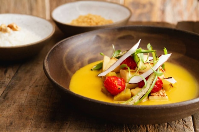Roberto Seba Moqueca vegana, uma das receitas do almoço no restaurante Manioca