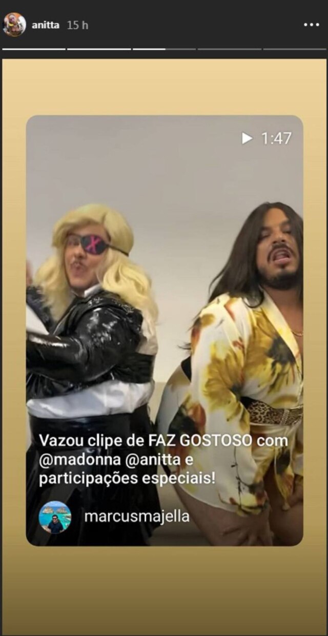 Instagram / @marcusmajella Marcus Majella como Madonna e Luis Lobianco como Anitta em 'paródia' de 'Faz Gostoso'.
