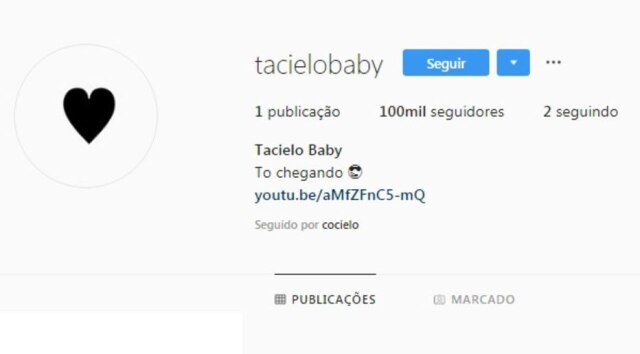 Instagram / @tacielobaby Instagram do futuro filho de Júlio Cocielo e Tata Estaniecki às 15h40 de sábado, 12 de outubro de 2019.