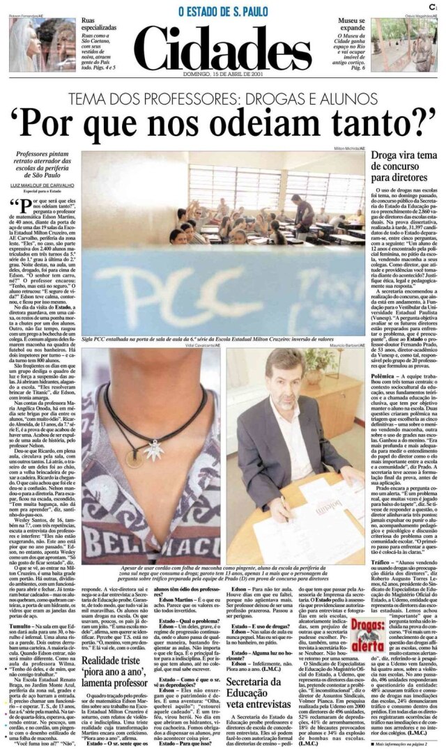Acervo Estadão Reportagem de Luiz Maklouf Carvalho em 2001